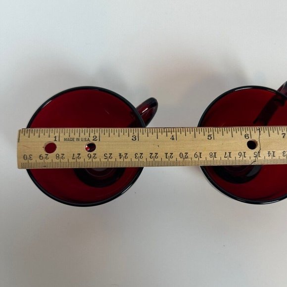 Set of 2 Vintage‎ ROYAL RUBY Red Depression Glass Punch Tea Cups ANCHOR HOCKING - Picture 7 of 8